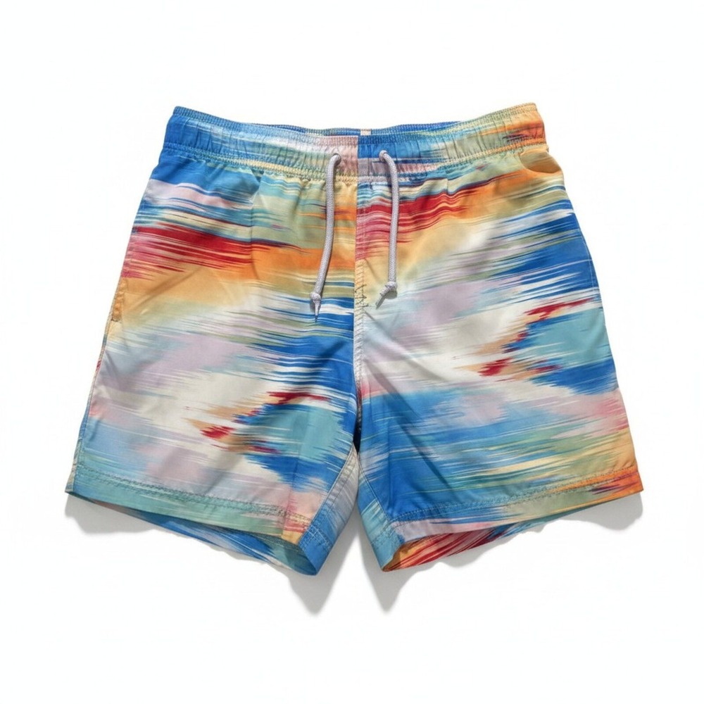 George M Multicolor‎ Swim Trunks Mens Festival Casual Beach Shorts